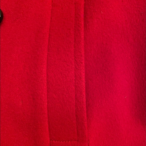 SOLD: Rich Red Italian Wool Fleurette Pea Coat - Picture 5 of 8